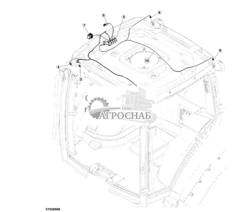 Прожектор, переднийзадний и наружныйвнутренний на крыше, разъемы 